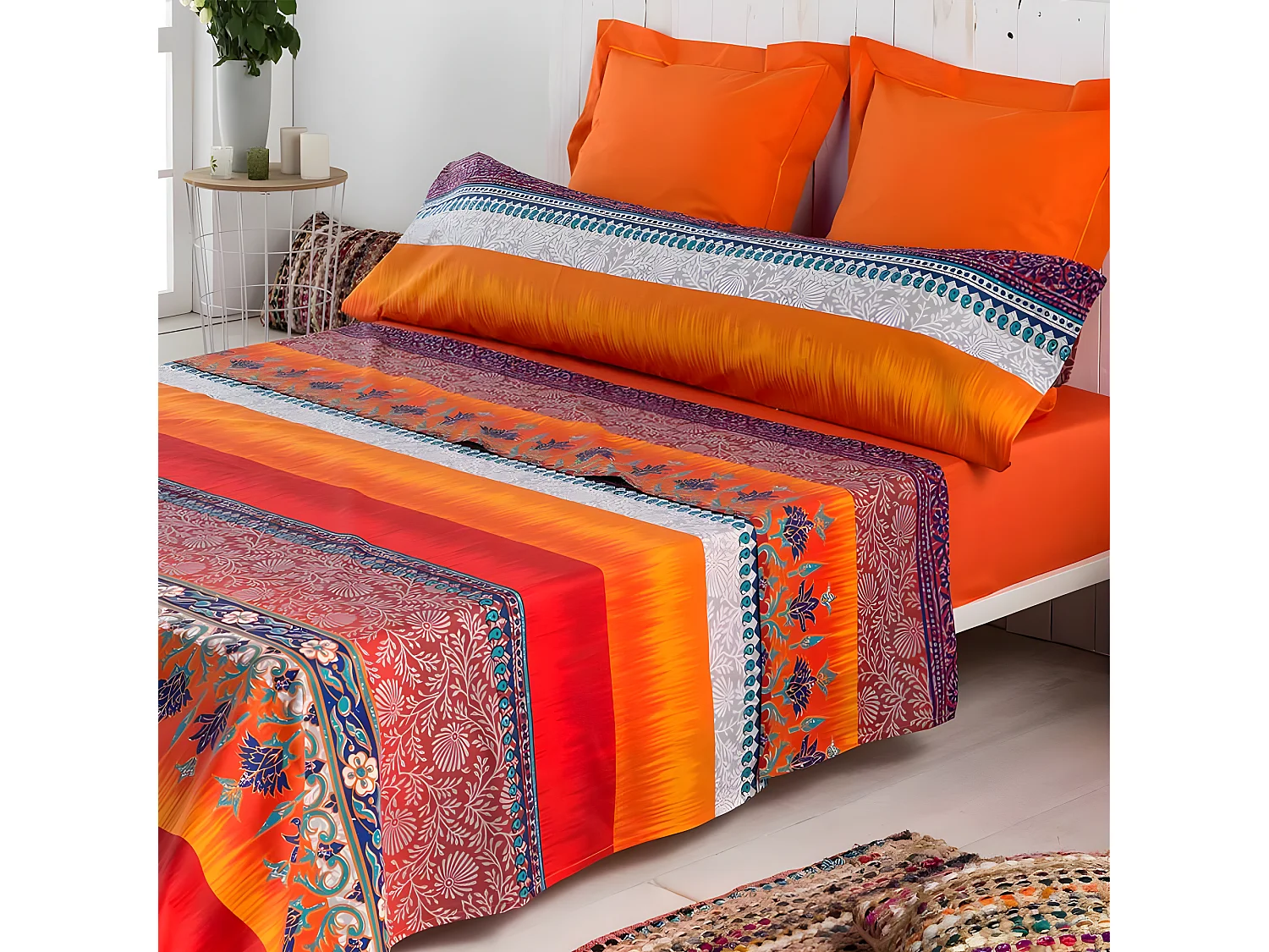 Juego de sábanas INDI percal algodón 180 hilos multicolor  Cama 90