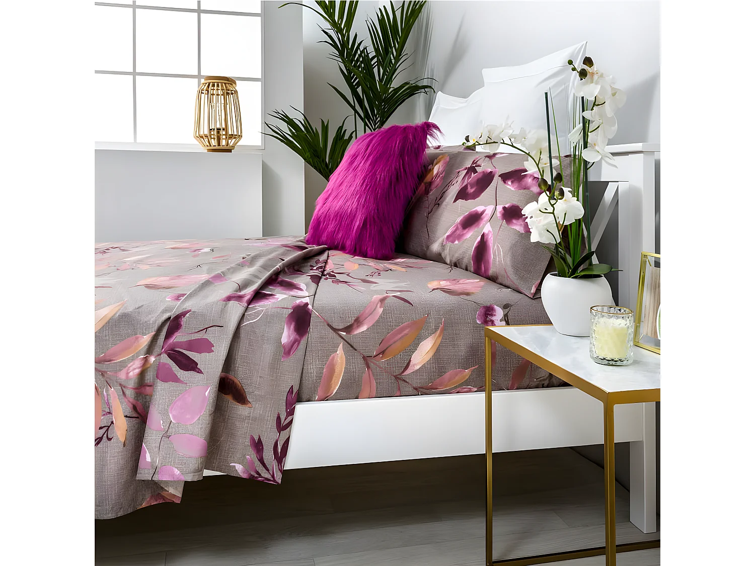 Juego de sábanas KADO microfibra hipoalergénica visón Cama 135