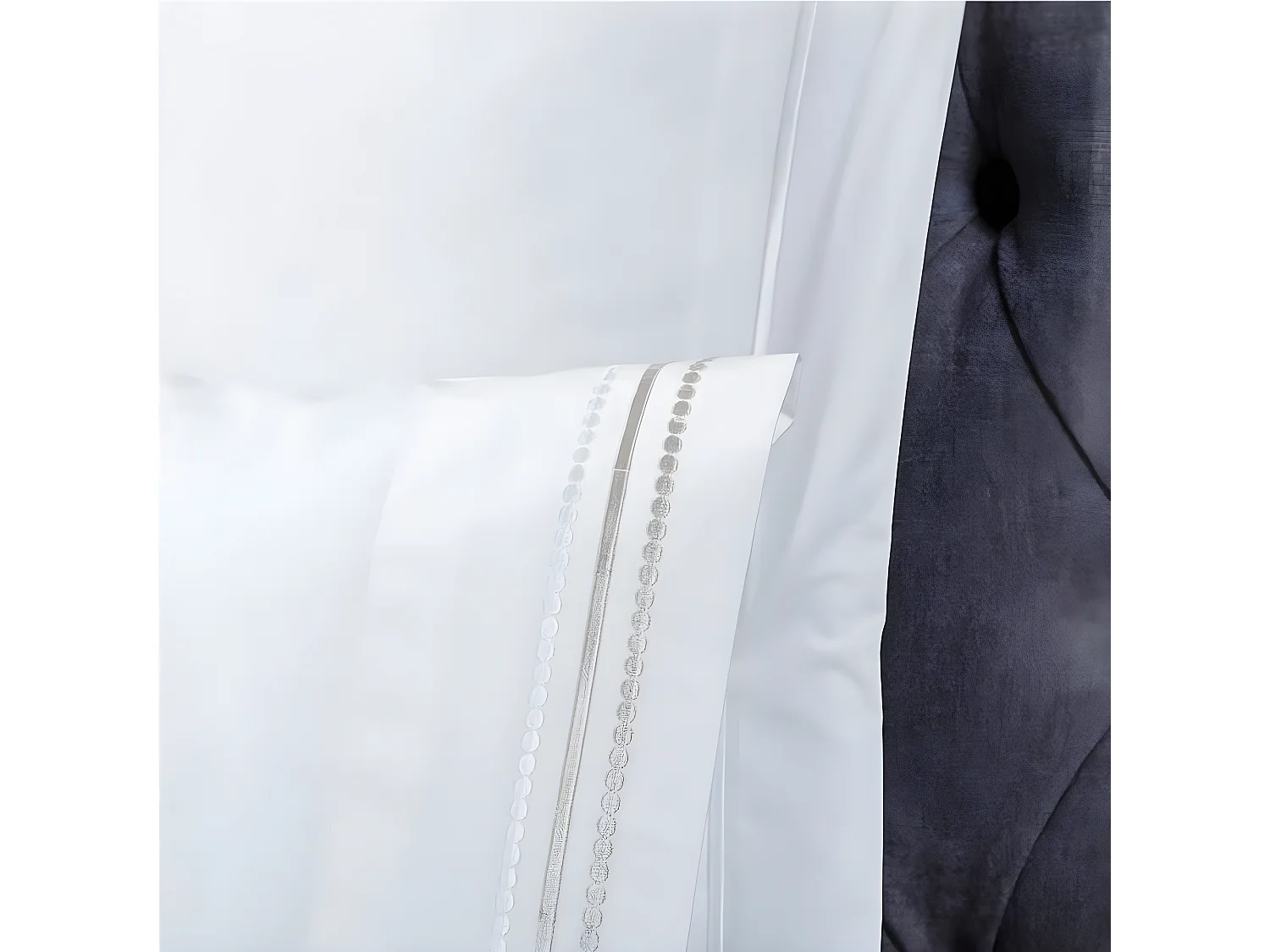 Juego de sábanas bordadas ORO algodón 200 hilos blanco Cama 160