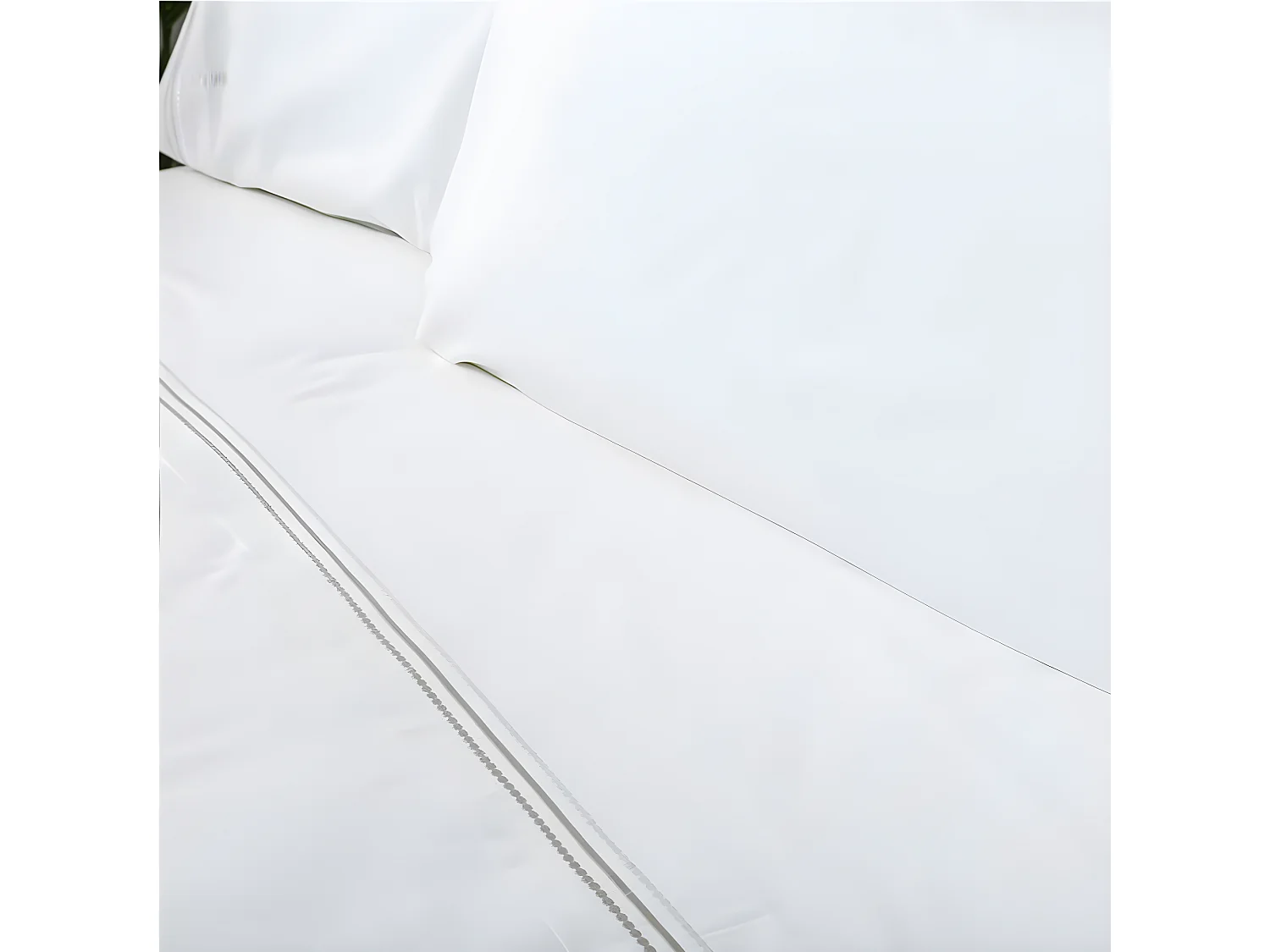 Juego de sábanas bordadas ORO algodón 200 hilos blanco Cama 160