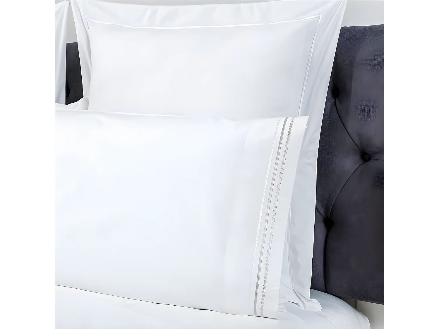 Juego de sábanas bordadas ORO algodón 200 hilos blanco Cama 160