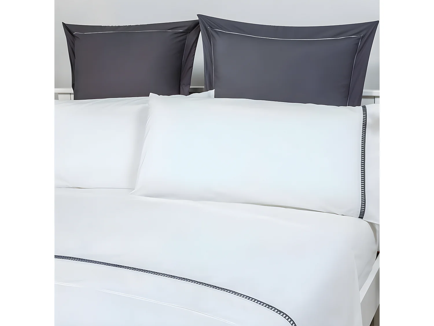 Juego de sabanas vainica percal algodón  Blanco 270x260 Cama de 180