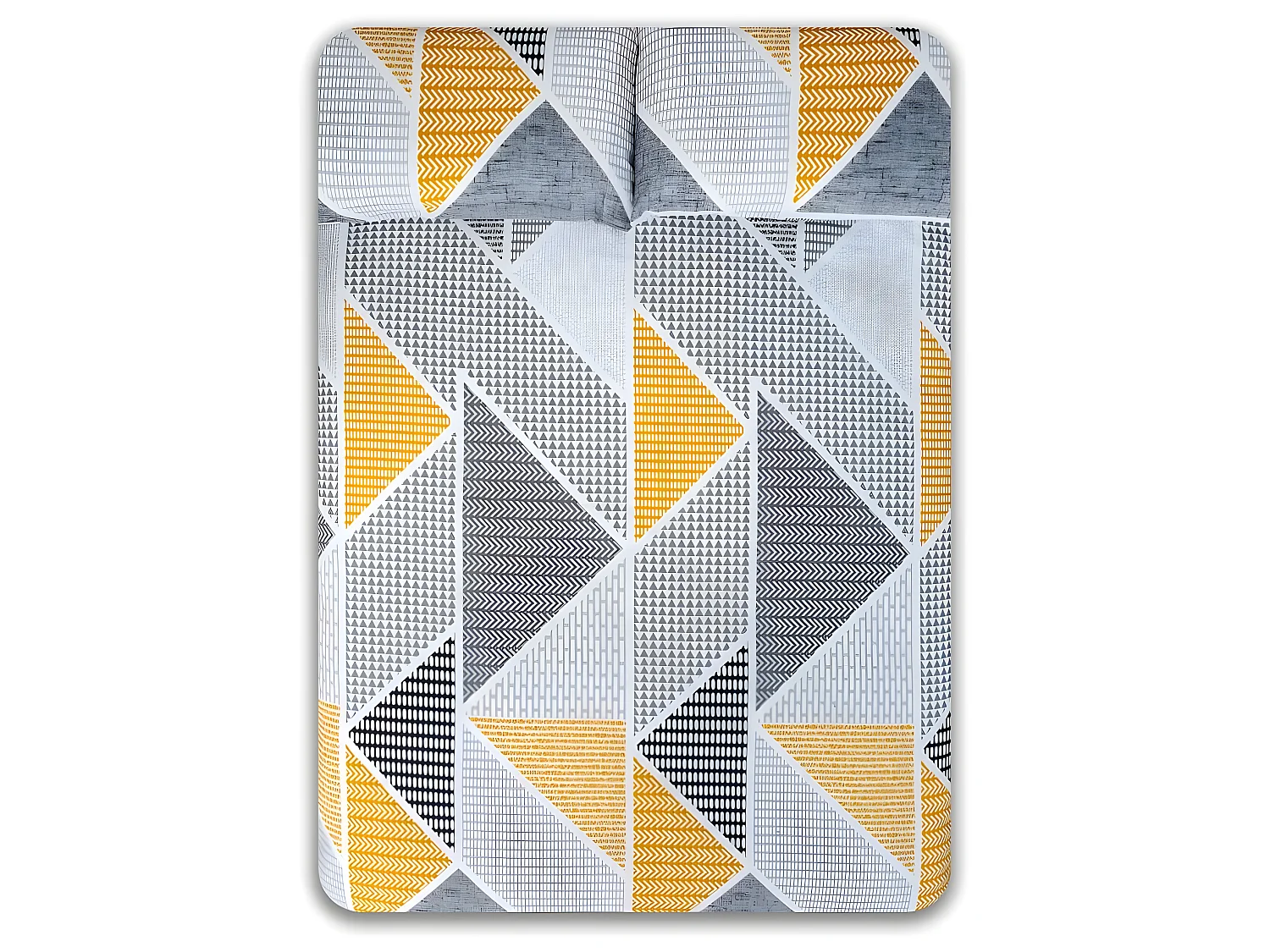 Juego de sábanas GEKA algodón poliéster gris y mostaza  Cama 90