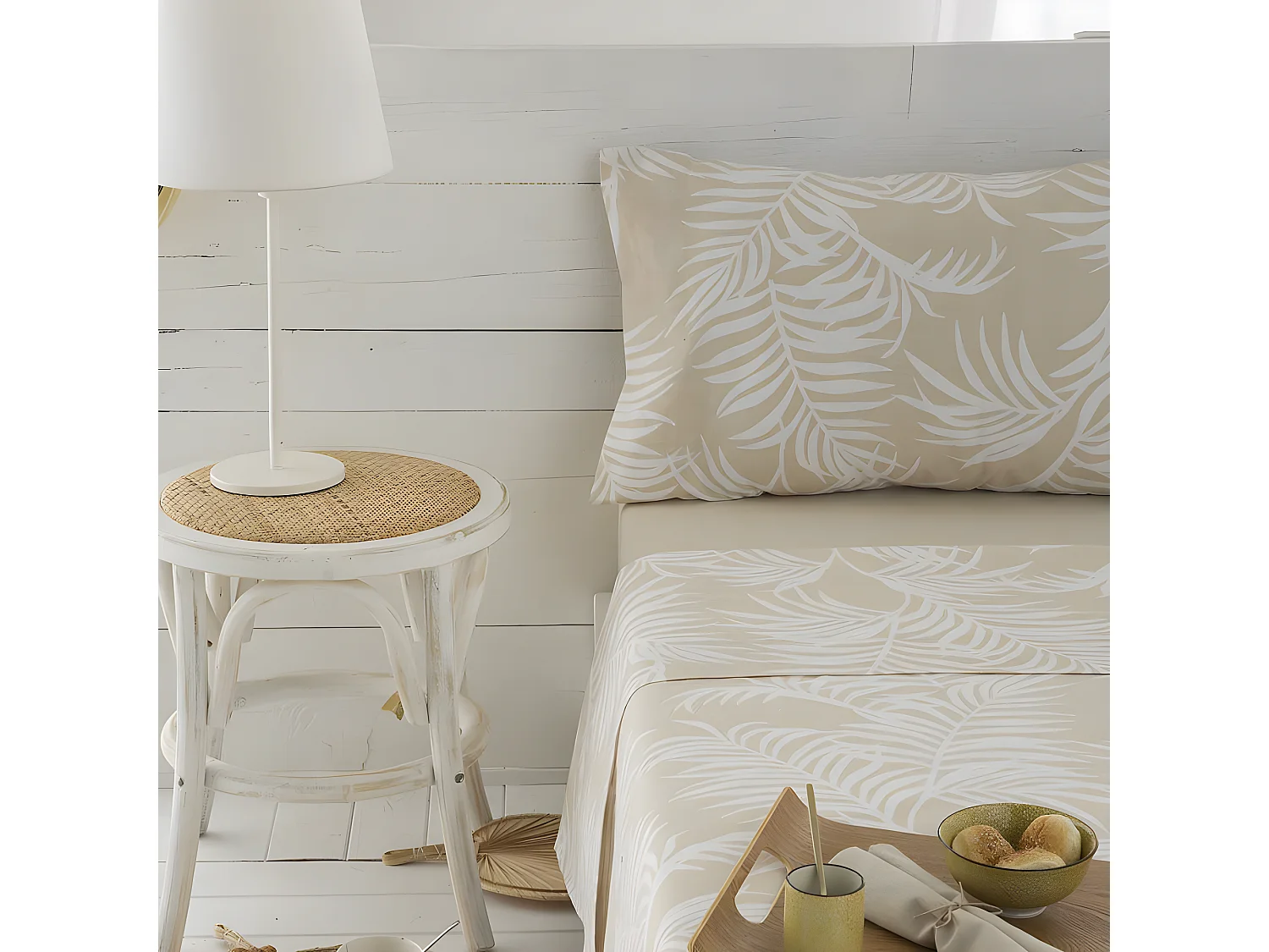 Juego de sábanas ORIO BEIGE 100% algodón orgánico beige 160x260 Cama 90