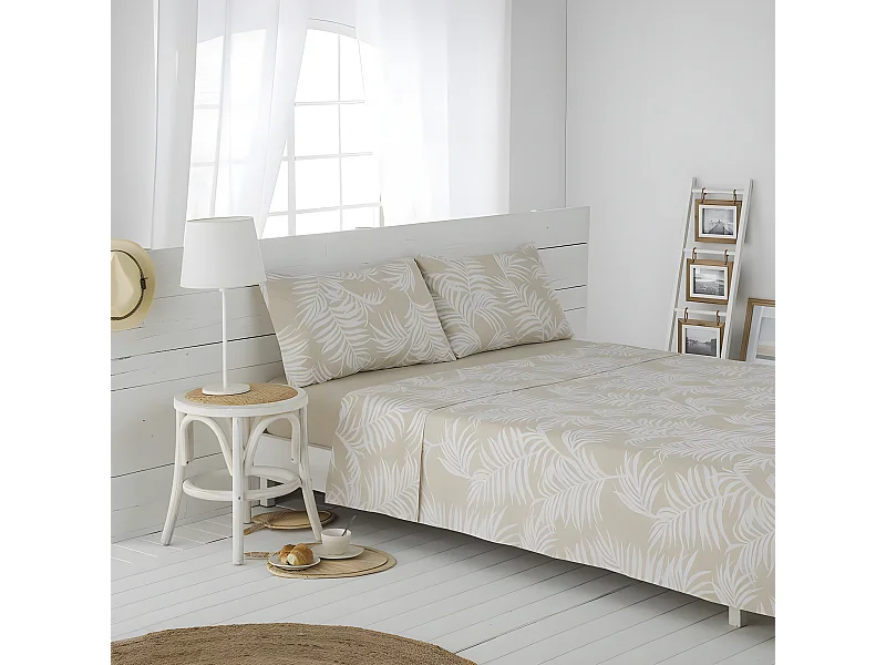 Juego de sábanas ORIO BEIGE 100% algodón orgánico beige 160x260 Cama 90