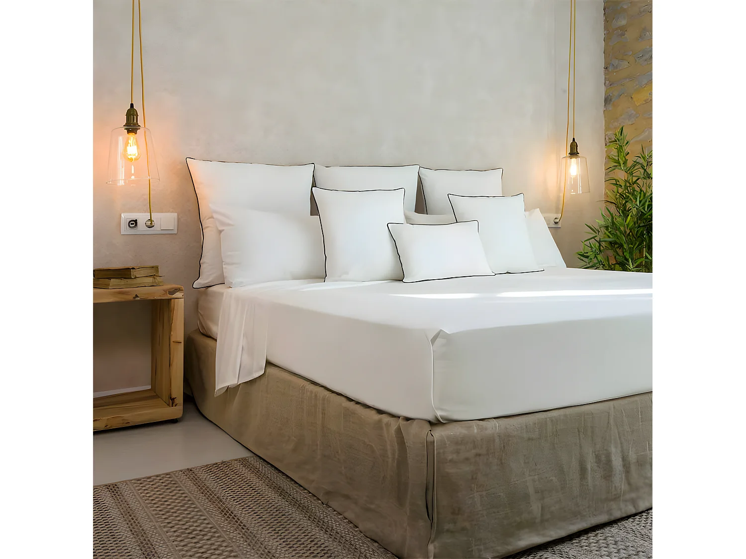 Juego de sábanas 100% algodón orgánico BLANCO 280x260 Cama 200