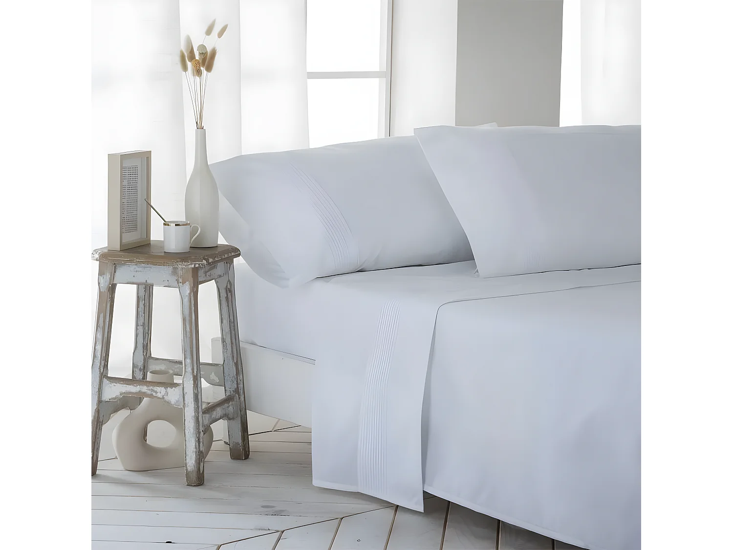 Juego de sabanas GORBEA BLANCO percal algodón  Blanco 240x260 Cama de 150