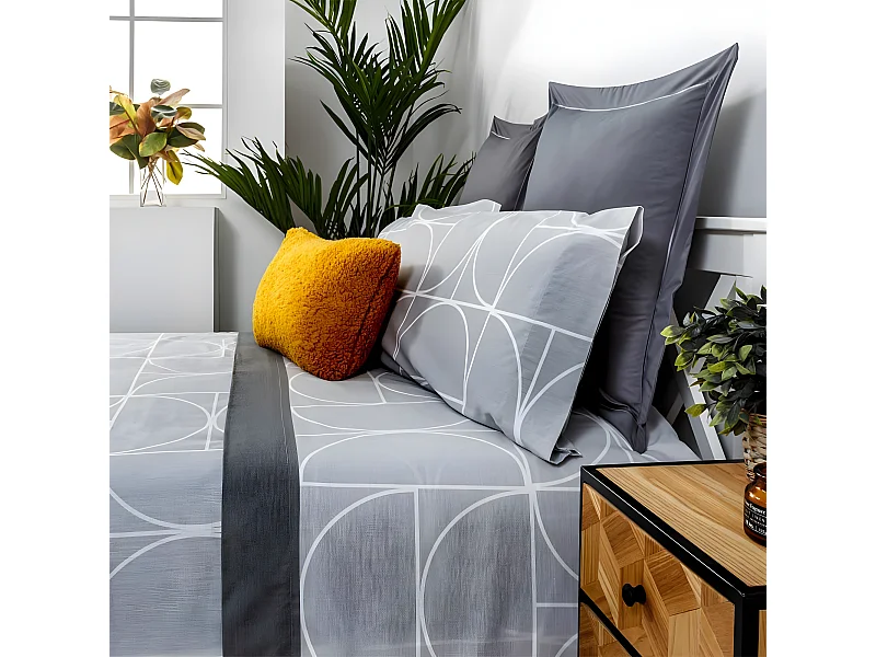 Juego de sábanas MAISON algodón poliéster gris  280x260 Cama 200