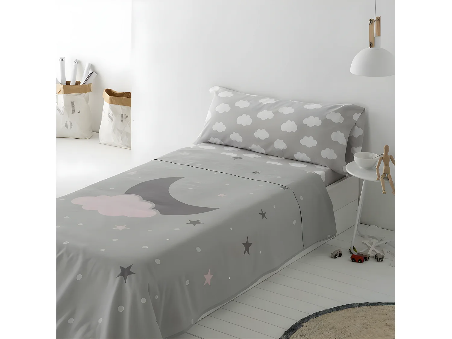 Juego de sabanas Infantil/Juvenil Luna Y Nube ALGODÓN  poliéster Cama 105