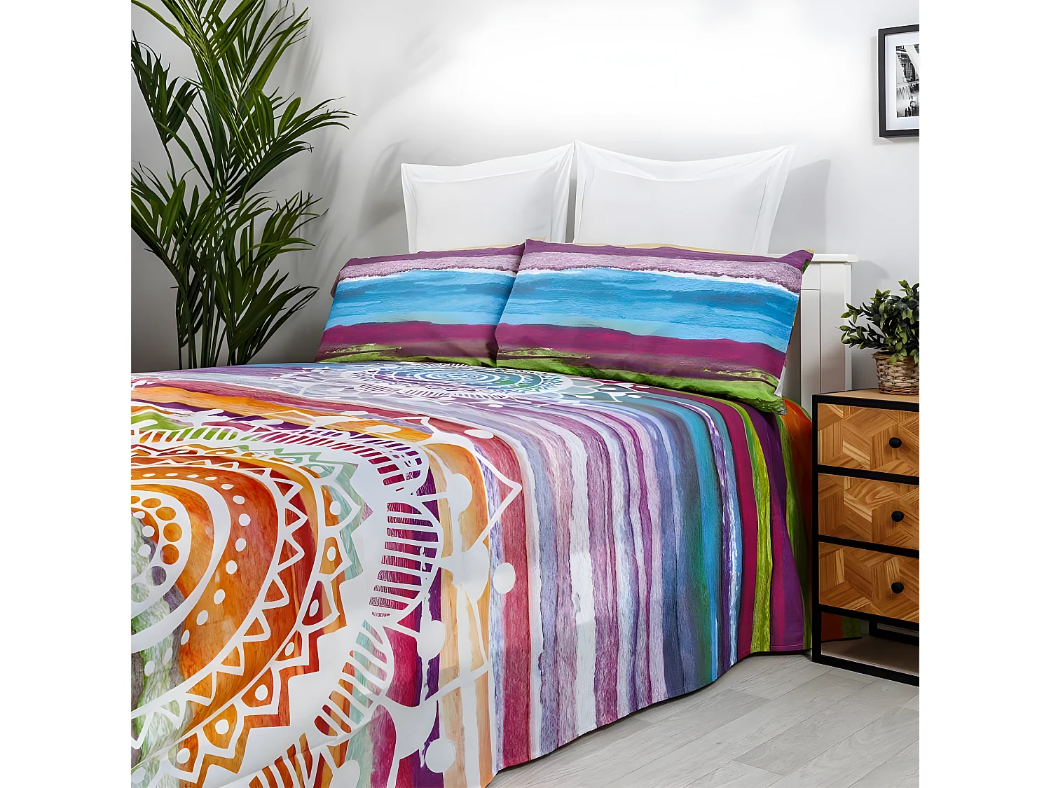 Juego de sábanas MANDALA ACUARELA  algodón poliéster Cama 150