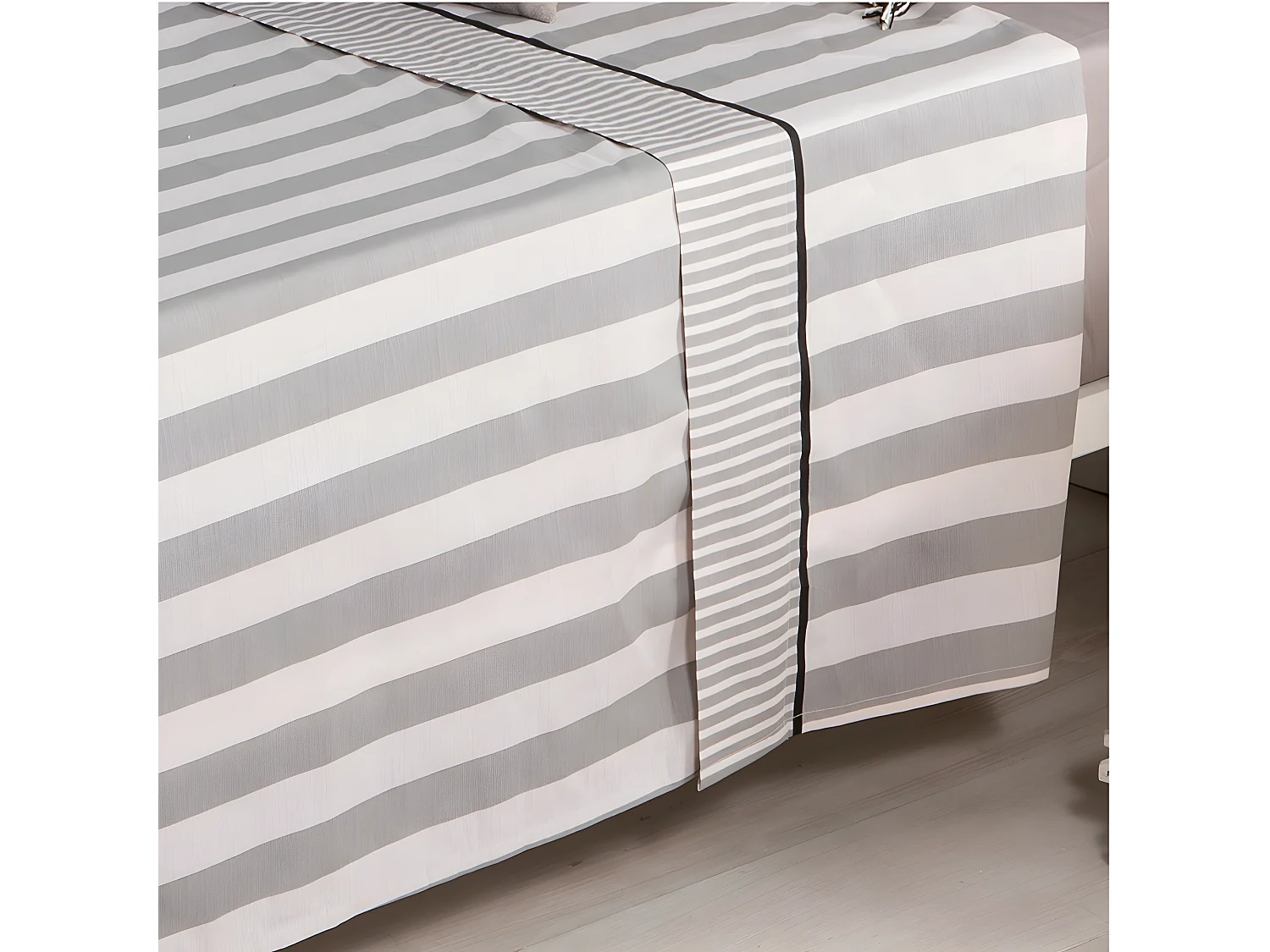 Juego de sábanas LINES percal algodón 180 hilos gris Cama 150