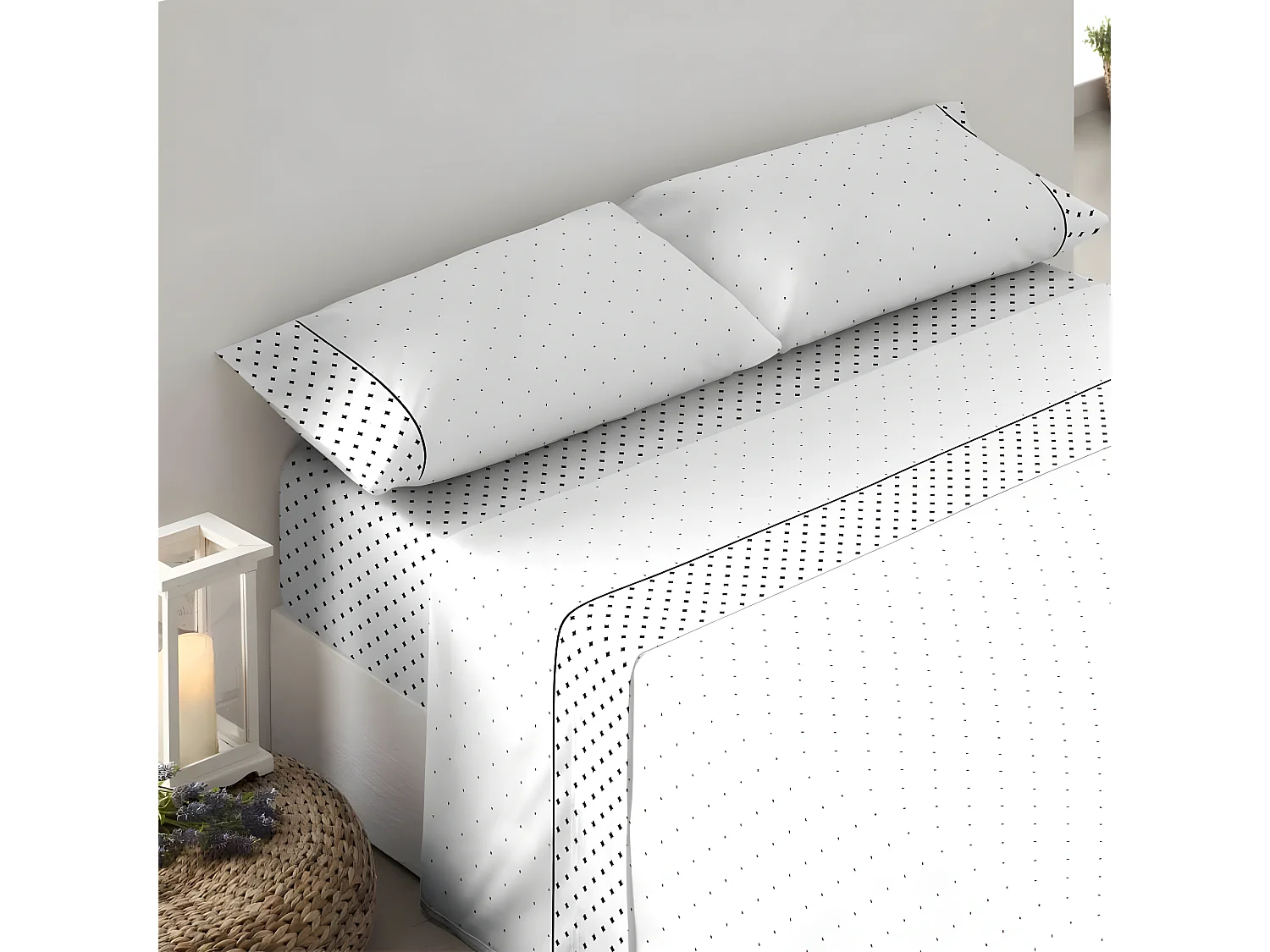 Juego de sábanas LIBRA NEGRO algodón poliéster NEGRO Cama 90