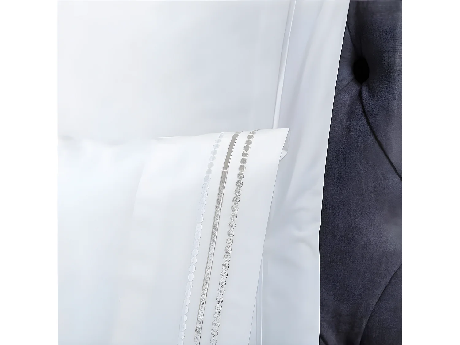 Juego de sábanas bordadas ORO algodón 200 hilos blanco Cama 150