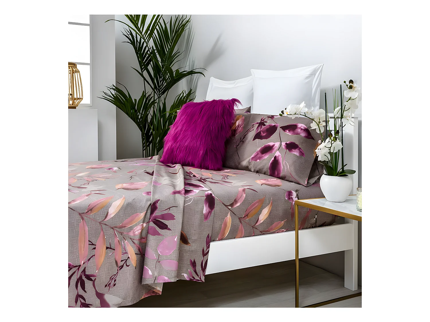 Juego de sábanas KADO microfibra hipoalergénica visón Cama 105