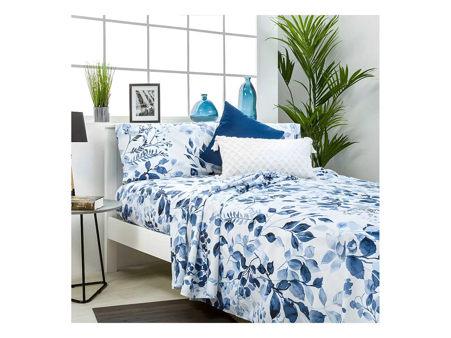 Juego de sábanas SERELLA AZUL microfibra hipoalergénica Cama 105
