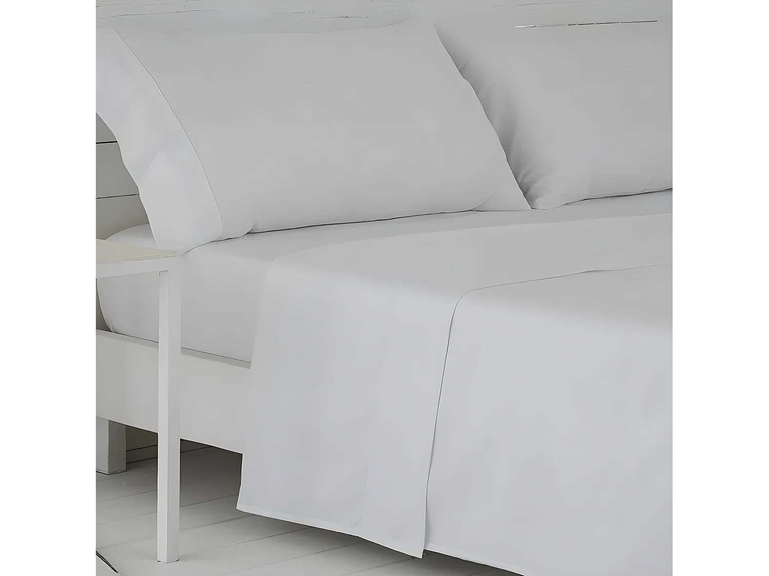 Juego de sábanas satén algodón egipcio 400 HILOS blanco 240x260 Cama 150