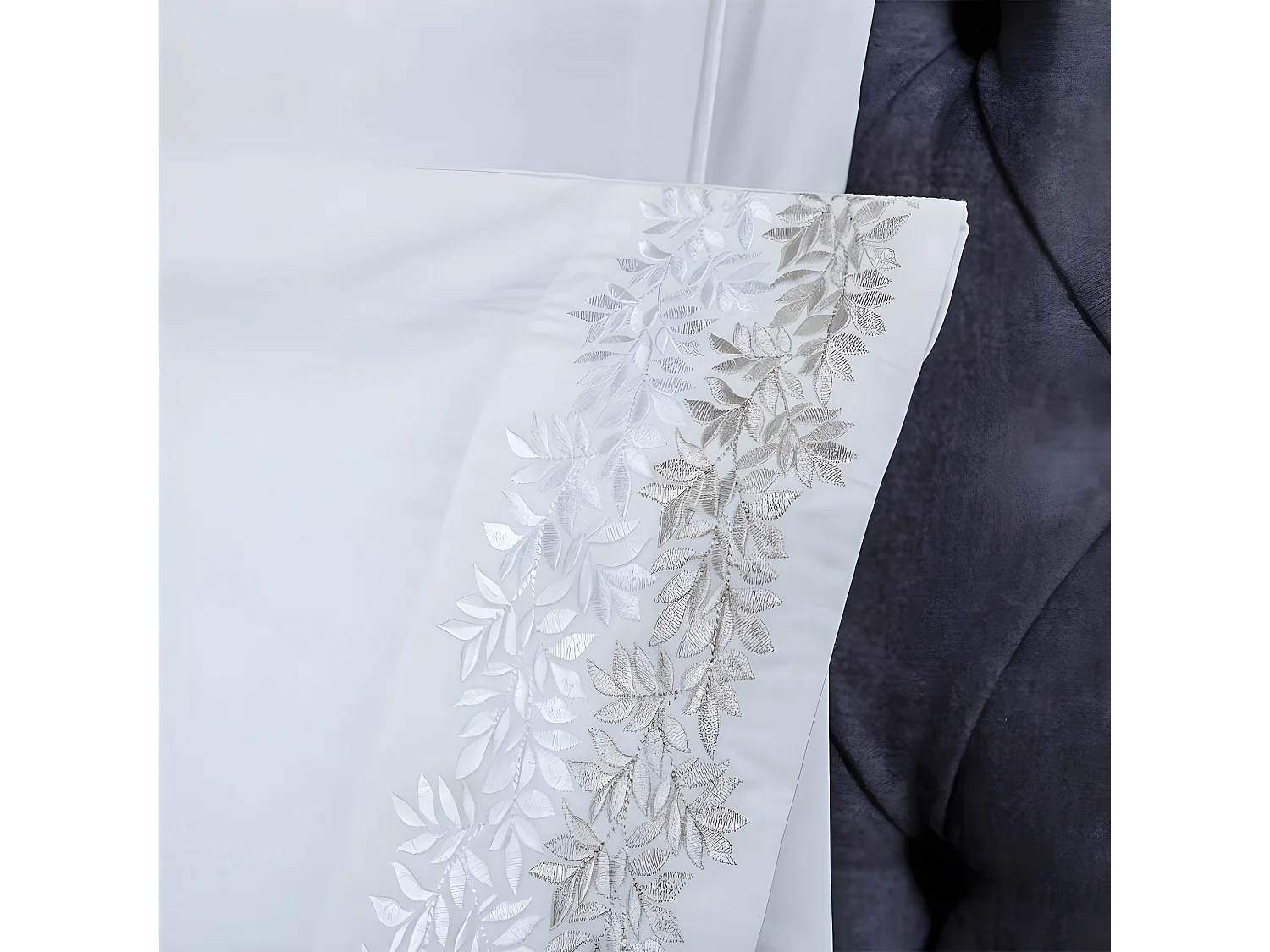 Juego de sábanas bordadas ZUYANA algodón 200 hilos blanco Cama 150