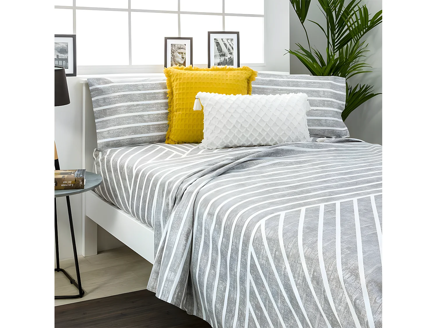 Juego de sábanas TORRETA microfibra hipoalergénica gris Cama 90