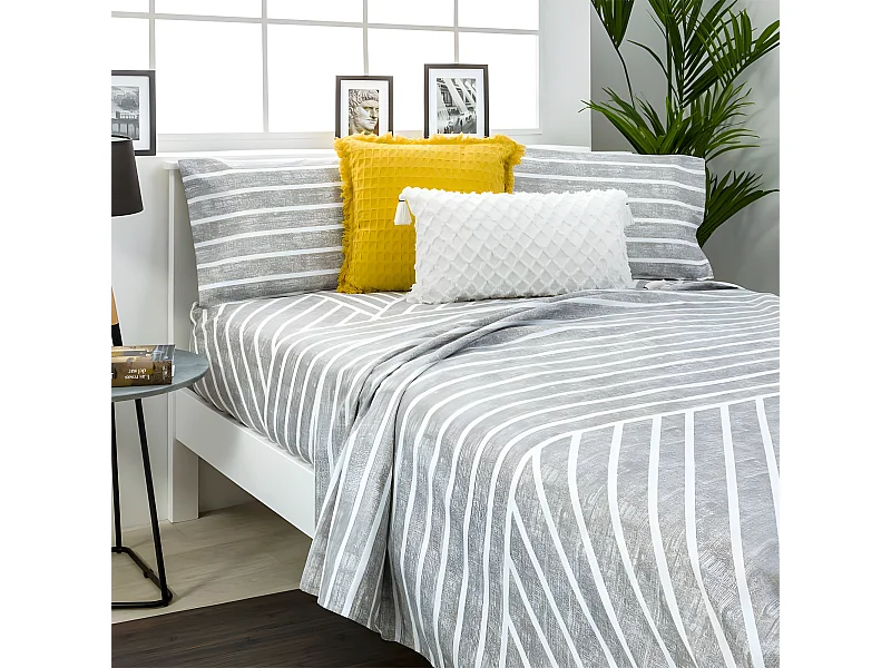 Juego de sábanas TORRETA microfibra hipoalergénica gris Cama 90