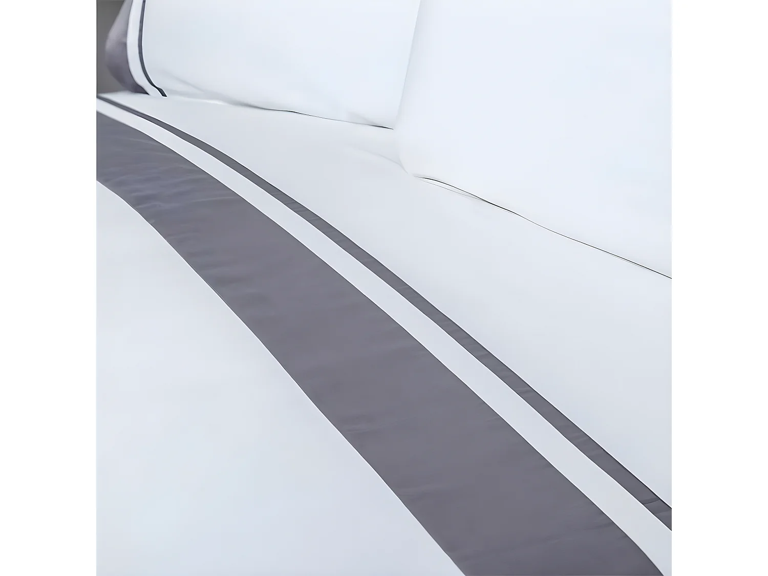 Juego de sábanas satén algodón egipcio 300 blanco gris  Cama 90