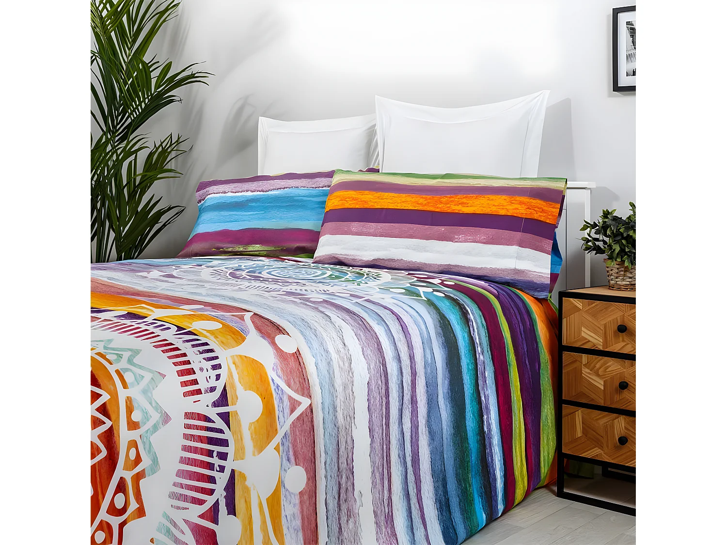 Juego de sábanas MANDALA ACUARELA  algodón poliéster Cama 90