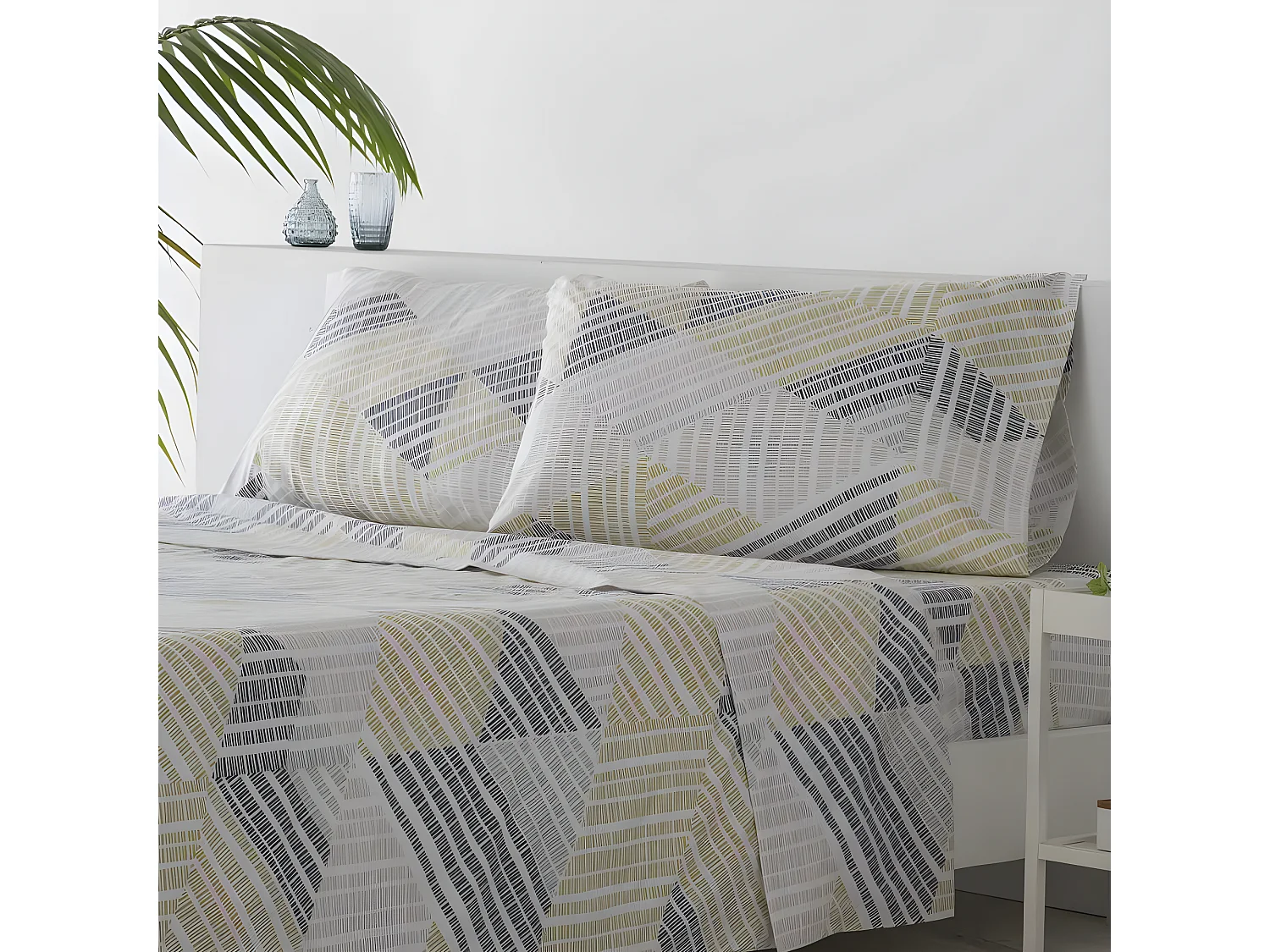 Juego de sábanas RODILES microfibra hipoalergénica gris  Cama 90