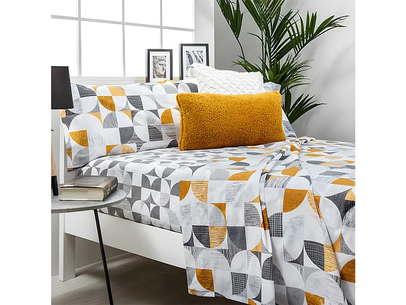 Juego de sábanas CARNABY GRIS algodón poliéster multicolor Cama 200