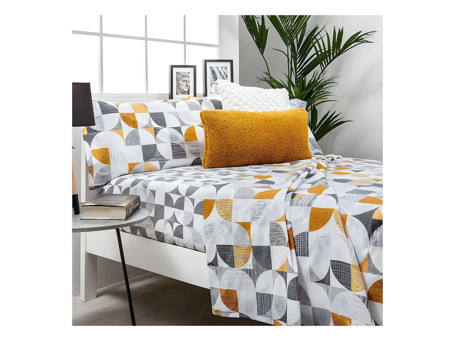 Juego de sábanas CARNABY GRIS algodón poliéster multicolor Cama 200