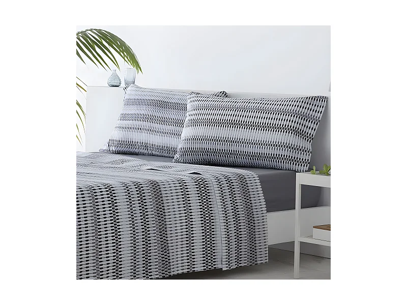 Juego de sábanas ICHURUN algodón poliéster reciclado gris Cama 90