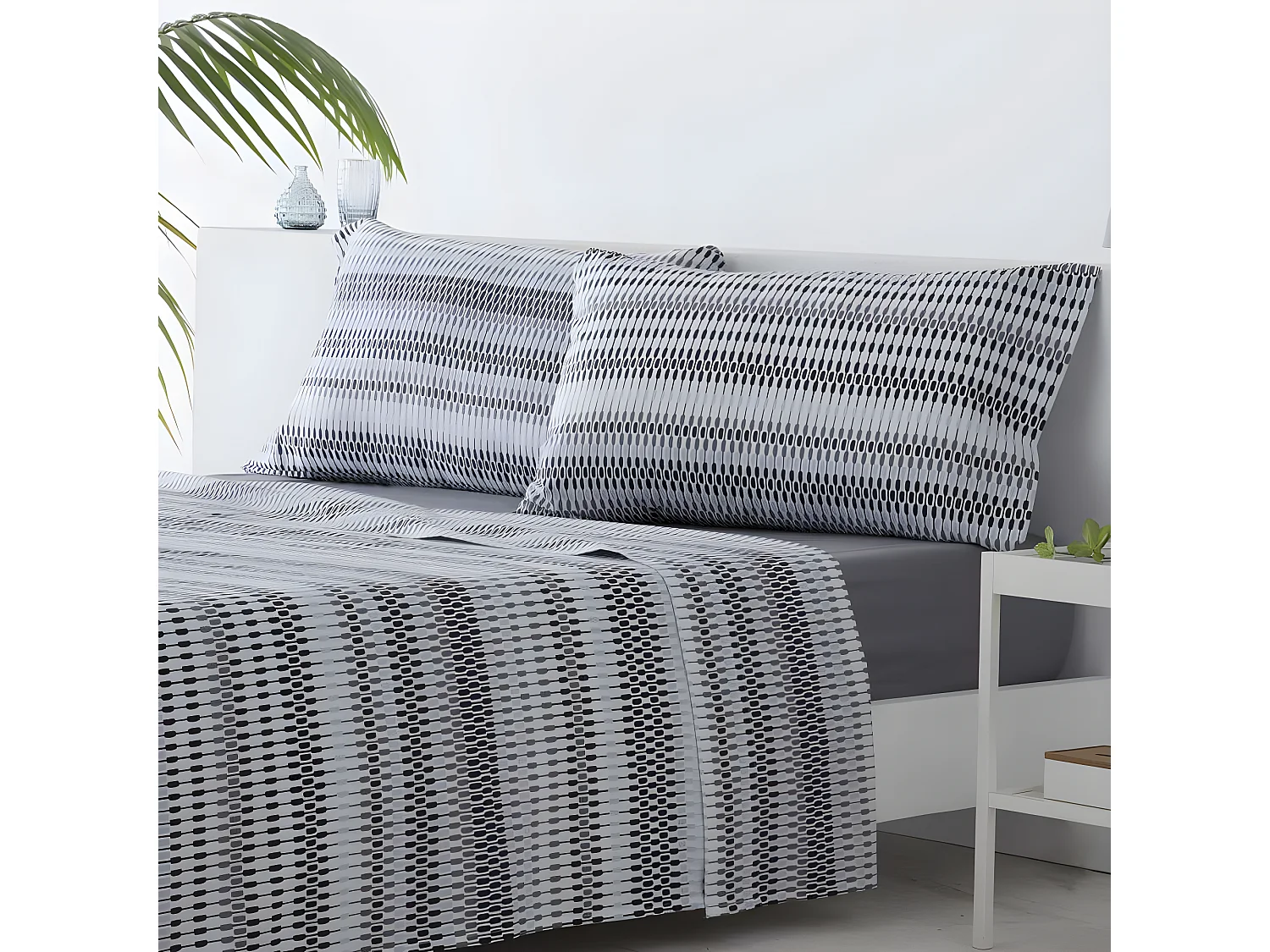 Juego de sábanas ICHURUN algodón poliéster reciclado gris Cama 90