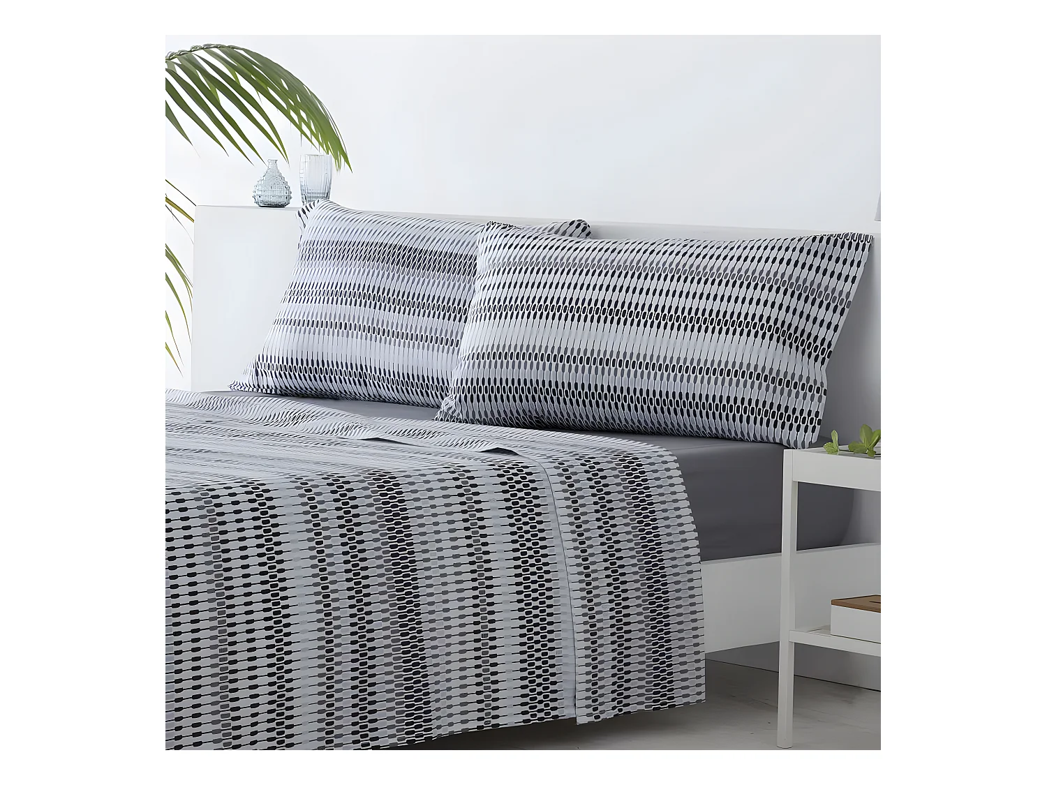 Juego de sábanas ICHURUN algodón poliéster reciclado gris Cama 90