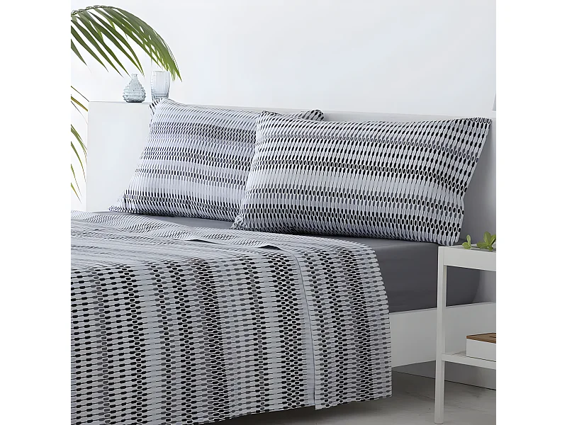 Juego de sábanas ICHURUN algodón poliéster reciclado gris Cama 90