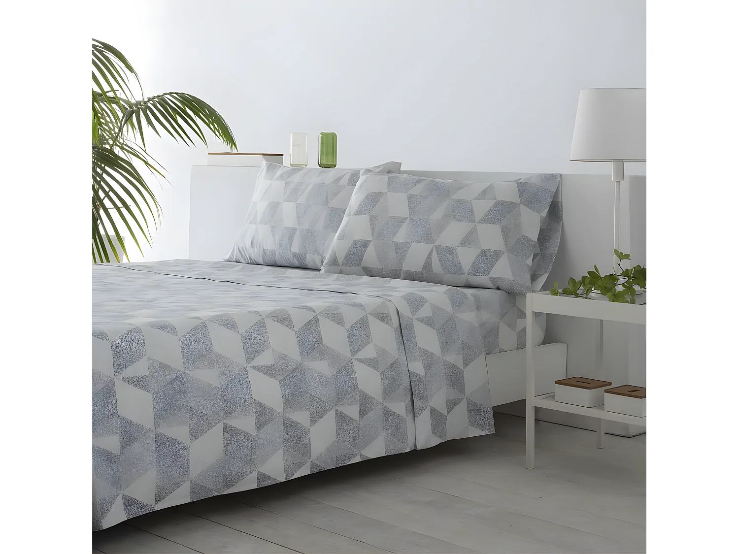 Juego de sábanas CUDILLERO microfibra hipoalergénica gris Cama 90