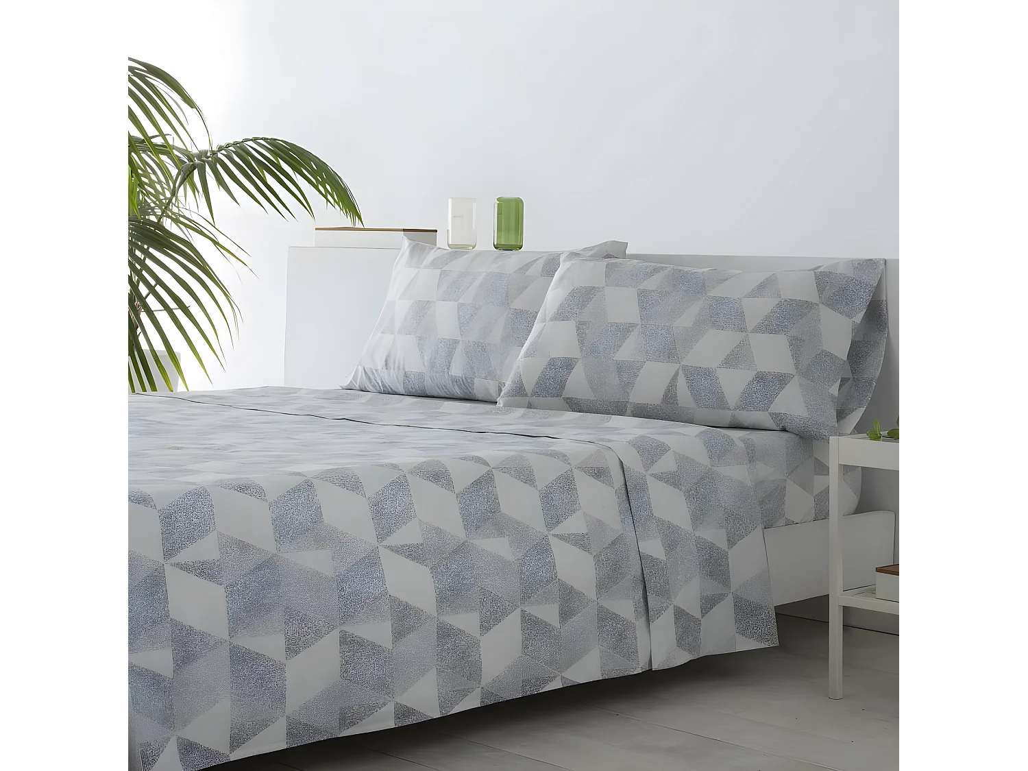 Juego de sábanas CUDILLERO microfibra hipoalergénica gris Cama 90