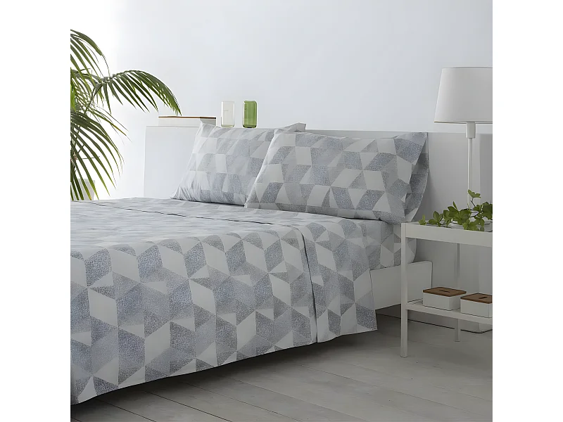 Juego de sábanas CUDILLERO microfibra hipoalergénica gris Cama 90