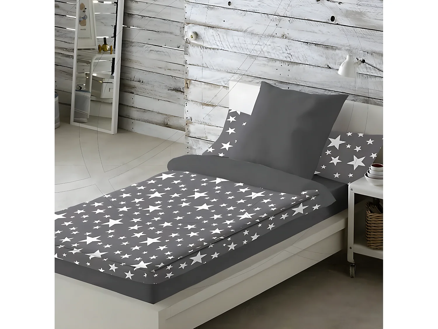 Saco nordico con Relleno GIVETTE para Cama 90 x 190/200 gris