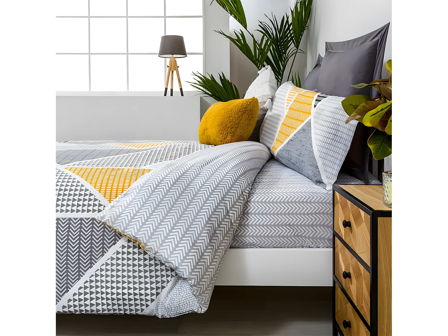 Funda Nordica Reversible GEKA algodón poliéster gris 180 X 220 Cama de 105