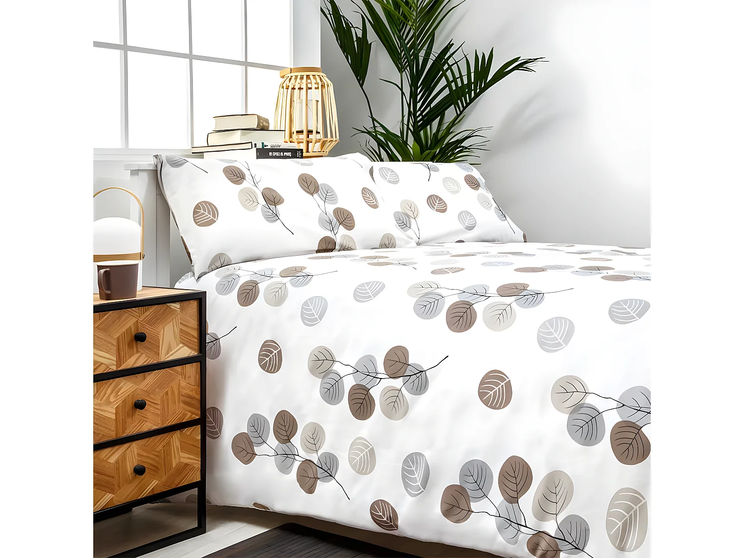 Funda nórdica HONDARRIBIA 100% algodón orgánico beige cama 90