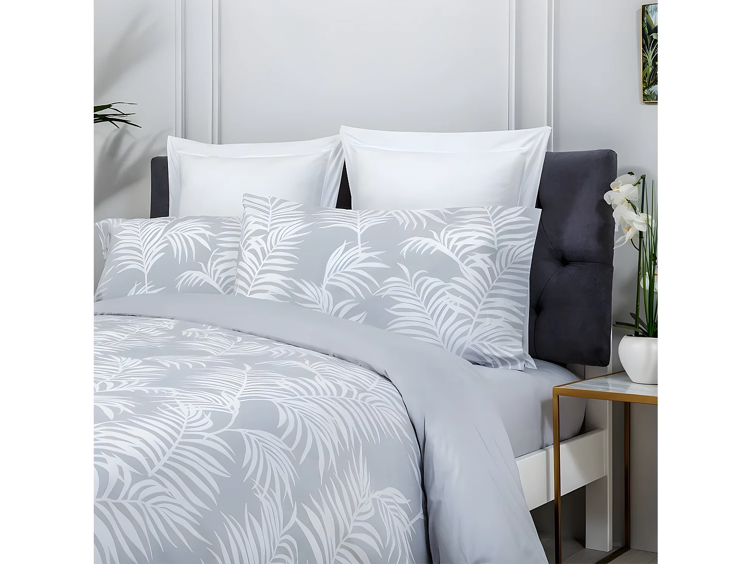 Funda nórdica orio gris 100% algodón orgánico gris  cama 150