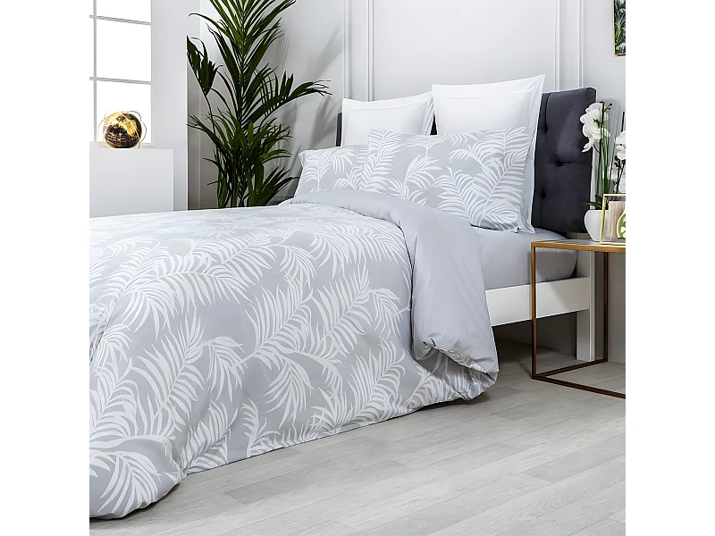 Funda nórdica orio gris 100% algodón orgánico gris  cama 150