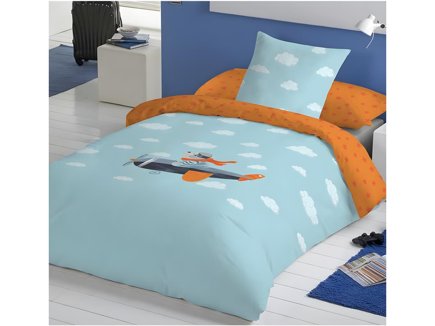 Funda Nordica Infantil/juvenil Reversible Aviador Azul Cama 105