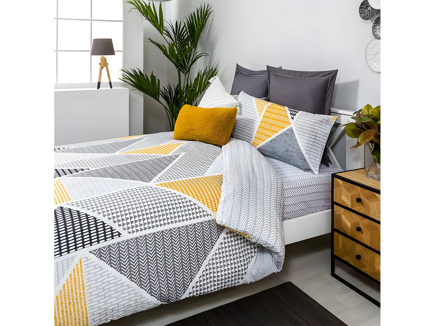 Funda Nordica Reversible GEKA algodón poliéster gris 220 X 220 Cama de 135