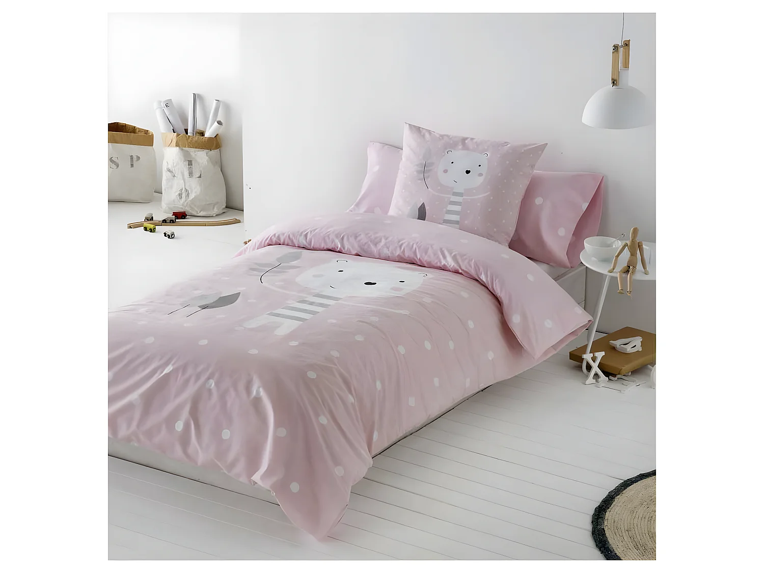 Funda Nordica Infantil/Juvenil Jorge Pink  Cama de 105