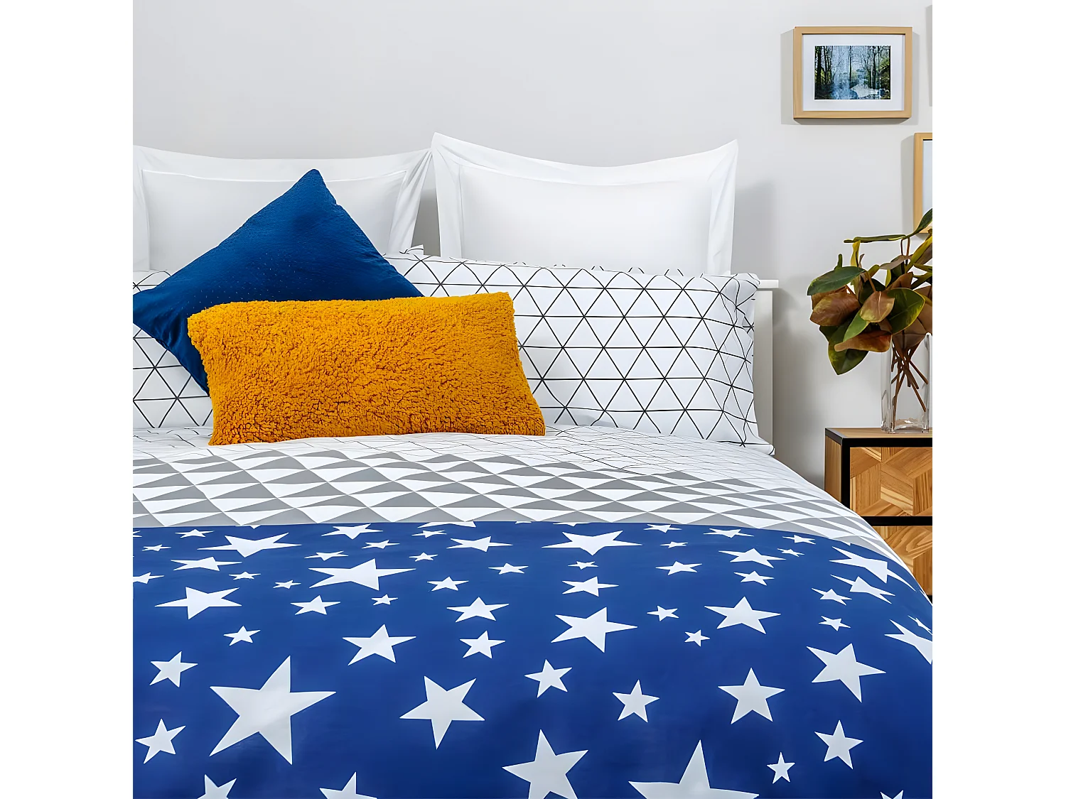 Funda Nordica TRIANGLE AZUL algodón poliéster multicolor Cama de 180
