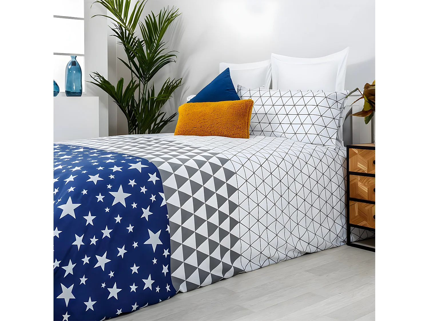 Funda Nordica TRIANGLE AZUL algodón poliéster multicolor Cama de 180