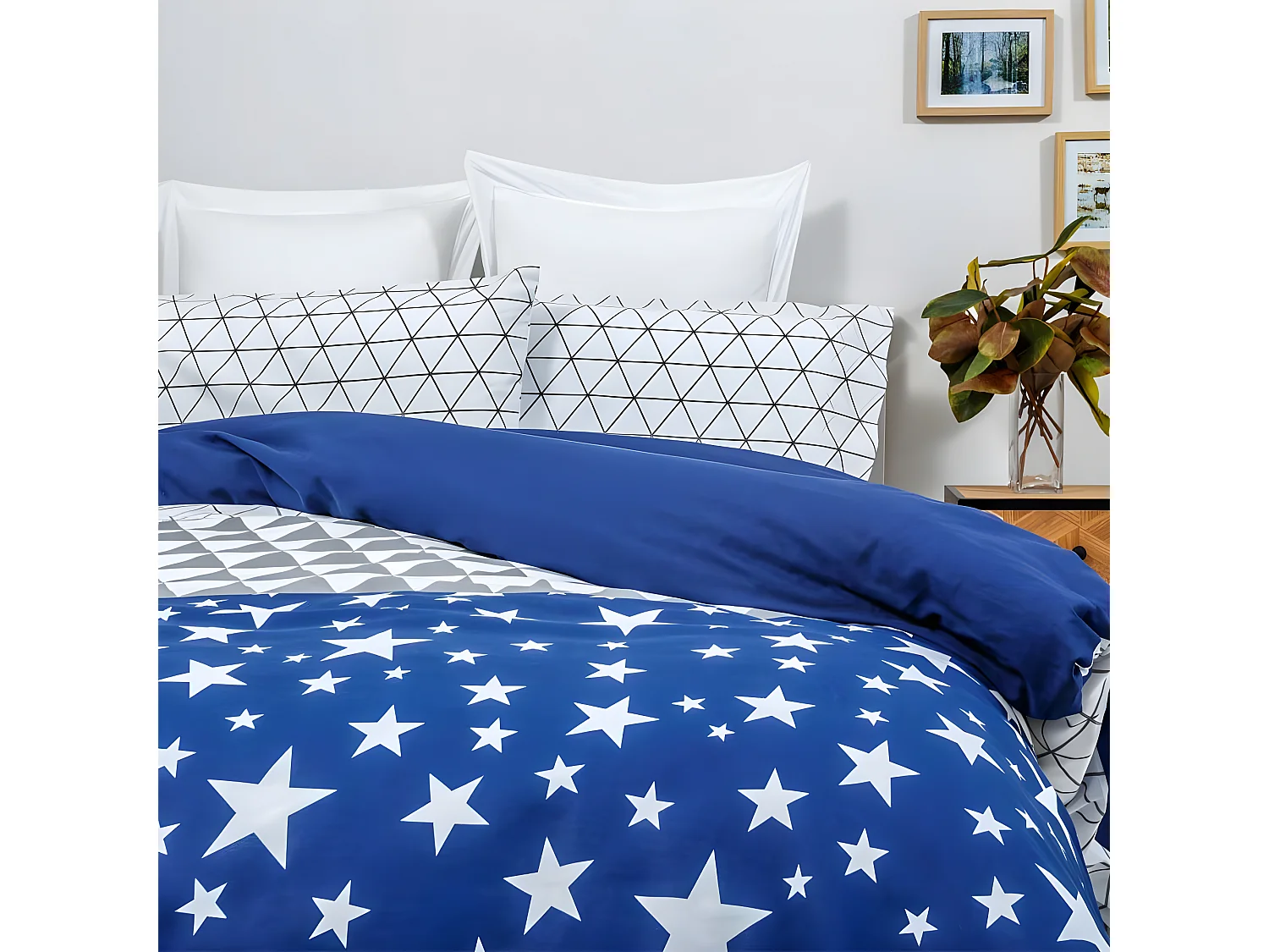 Funda Nordica TRIANGLE AZUL algodón poliéster multicolor Cama de 180