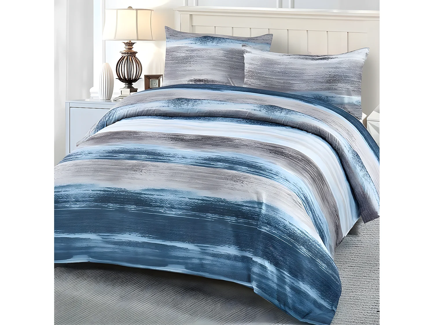 Funda Nordica LOMBA Cierre con Cremallera azul y gris  260x240 cama 180