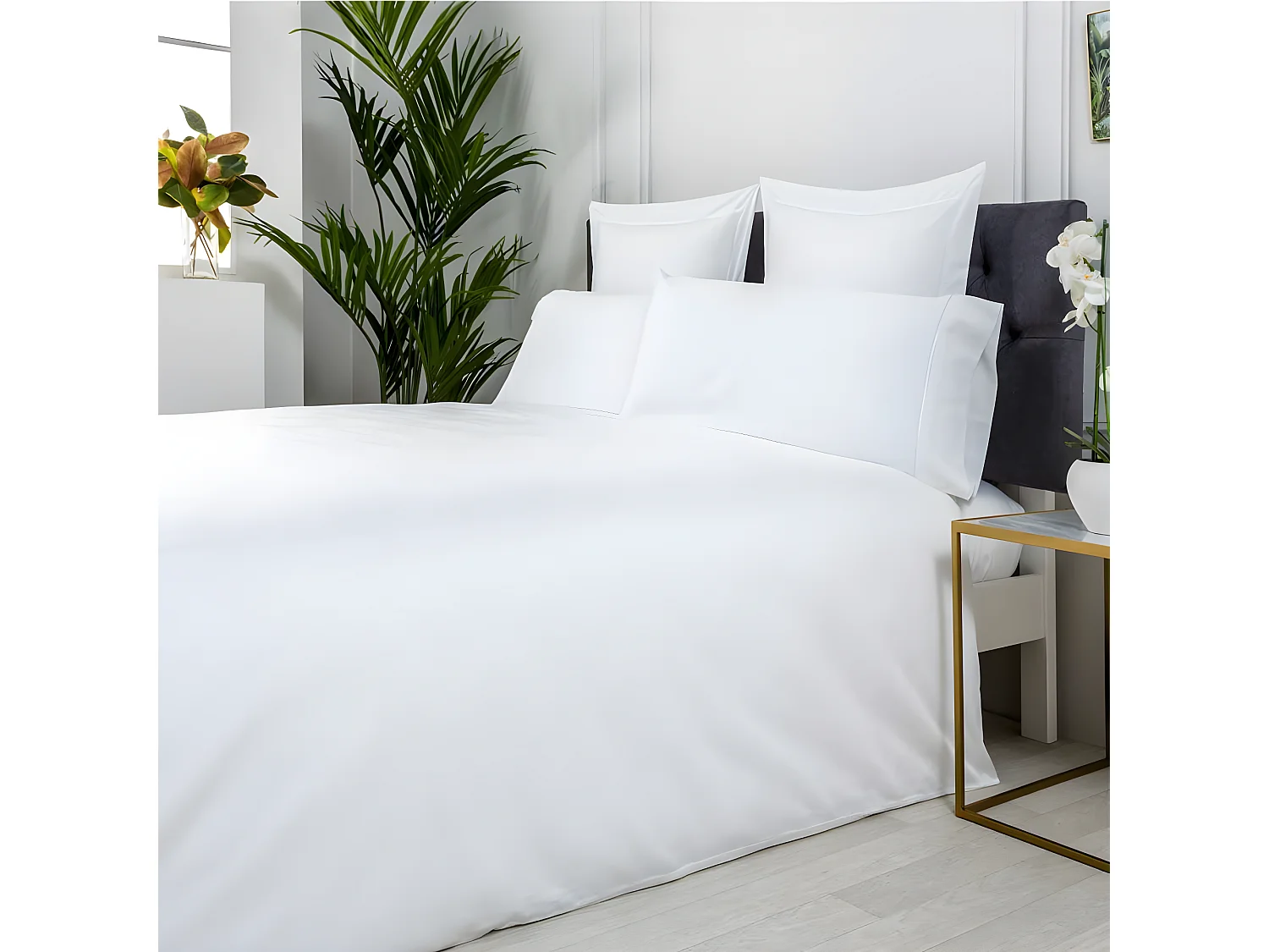 Funda nórdica Saten Algodon Egipcio 300 Hilos Blanco Cama 150