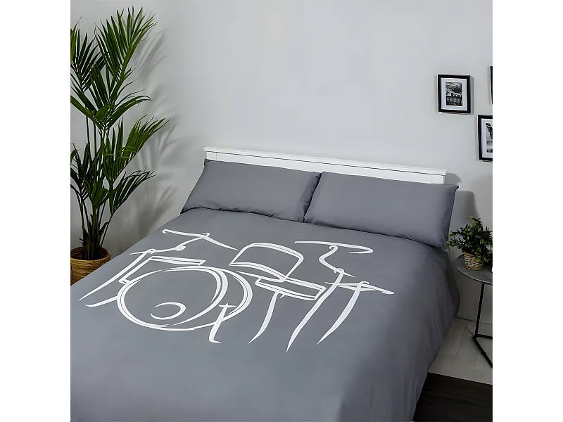 Funda Nordica juvenil DRUM algodón poliéster gris 280 X 260 Cama de 200