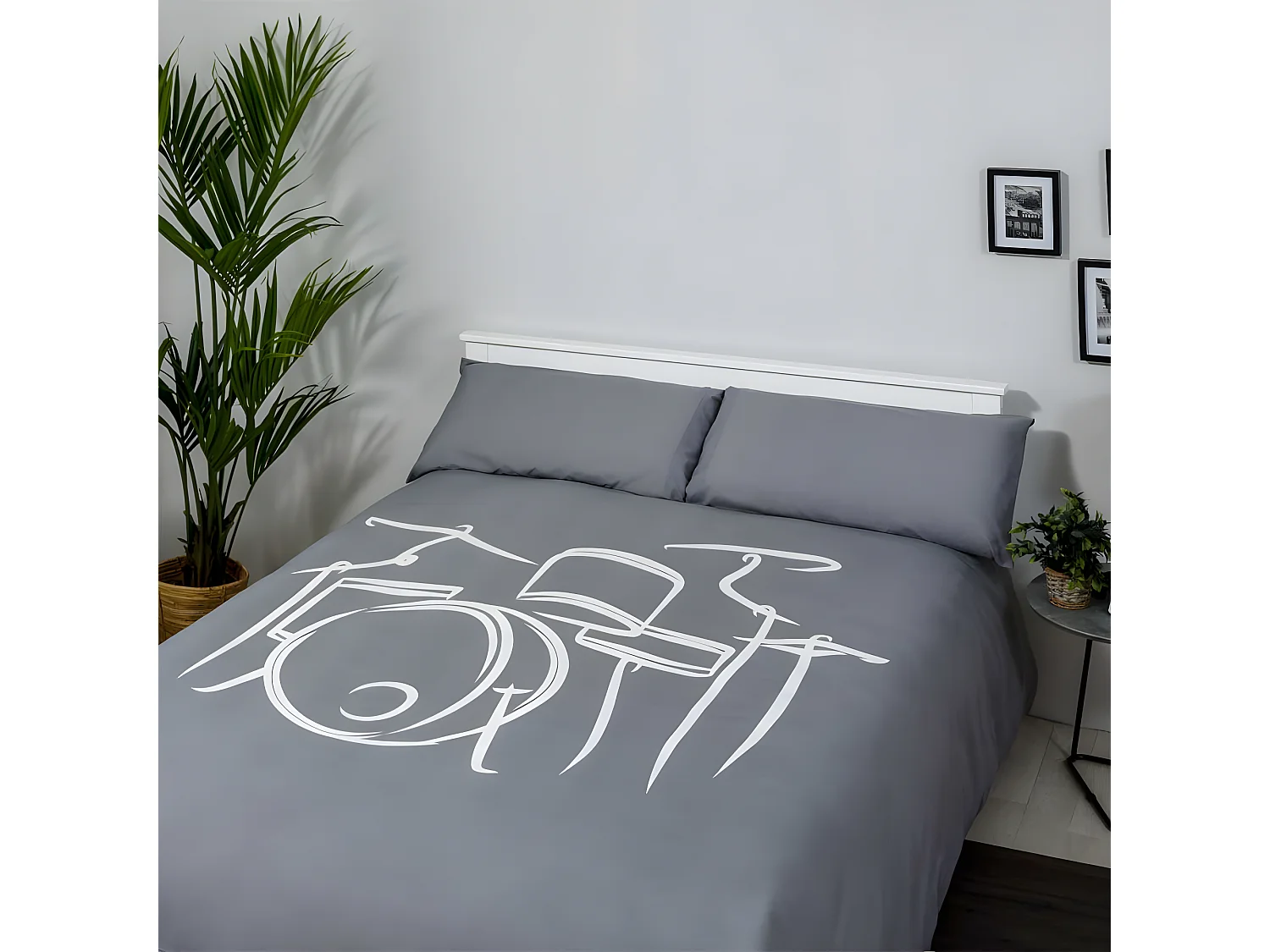 Funda Nordica juvenil DRUM algodón poliéster gris 280 X 260 Cama de 200